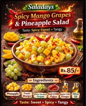 Spicy Mango Grapes and Pineapple Salad