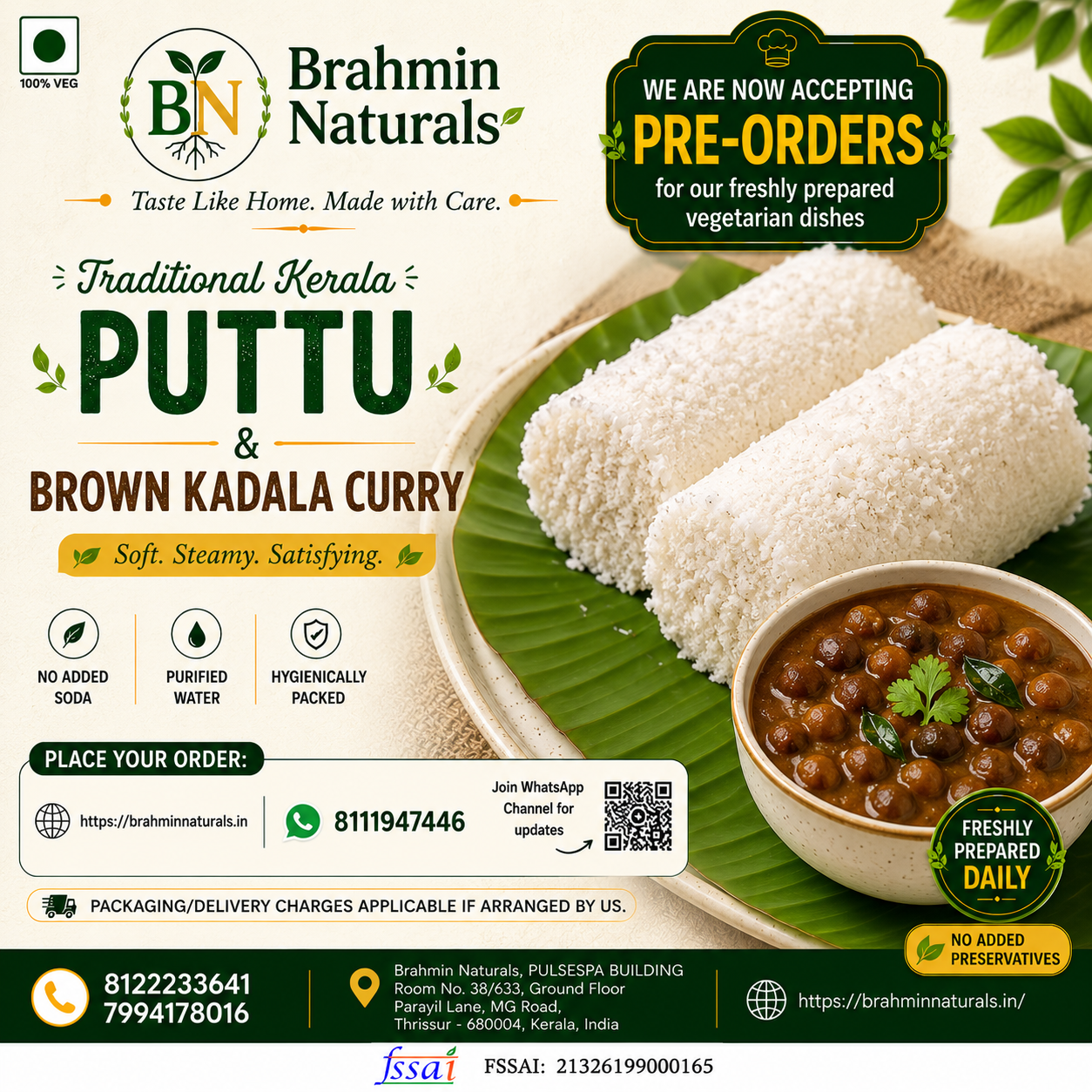 Puttu and Kadala ( Sundays)